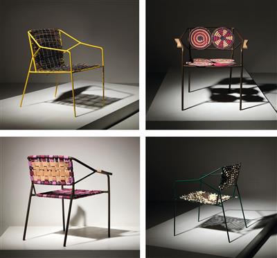 Satz von vier Stühlen aus der Serie "Chair 4 Ways, Entwurf Nawaaz Saldulker - Design