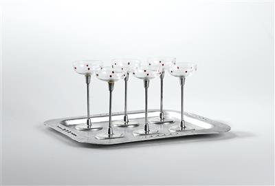 Tablett mit 6 Likörgläsern, Entwurf Otto Wagner - Design