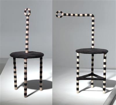 A Maasai Chessboard table and chair, designed by Maria Uys, manufactured in Cape Town, South Africa, - Design