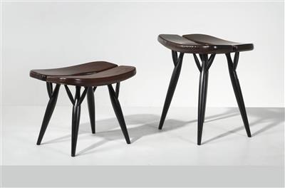 Two stools from the Pirkka series, designed by Ilmari Tapiovaara c. 1950, - Design