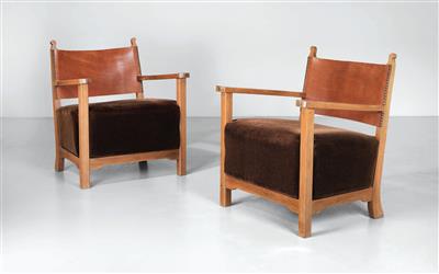 Two fireside armchairs, variant of a design by Adolf Loos, c. 1930 - Design
