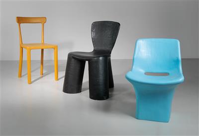 Three unique seat objects from the ‘Polyester Chairs’ series, designed and manufactured by Bernhard Hausegger* in 2015, - Design