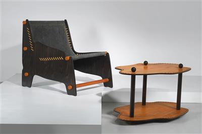 A ‘Sports Armchair’ and a ‘Reversible Table’ from the ‘Pattern’ series, Prof. Franz Hnizdo*, - Design