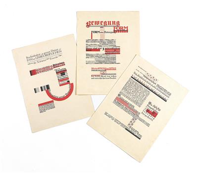 Series of 3 typographic sheets from Utopia, Johannes Itten, - Design