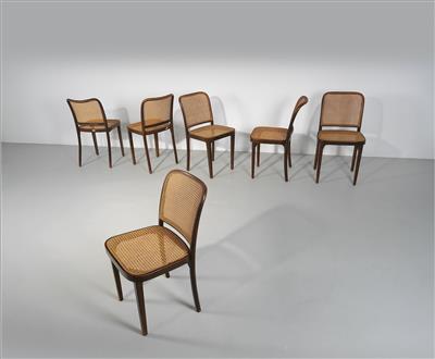 Satz von sechs Stühlen Mod. A 811, Entwurf Josef Hoffmann, - Design