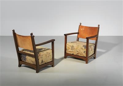 Two fireside armchairs, variant of a design by Adolf Loos - Design