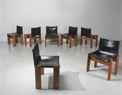 Satz von sieben Stühlen Mod. Monk, Entwurf Afra und Tobia Scarpa - Design