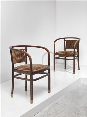 Zwei seltene Armlehnstühle, Entwurf Otto Wagner, - Design