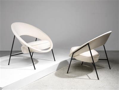 Two Rare Lounge Chairs Mod. Saturne, designed by Christian Defrance and Genevieve Dangles - Design