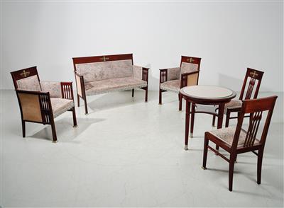 Salonsitzgruppe: Zwei Salohnstühle und zwei Armlehnstühle, Entwurf Hans Christiansen - Design