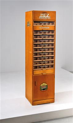A Tall, Narrow Sales or Distribution Box for “MEZ PROGRESS Nähspulen”, Germany, mid-20th century, - Design