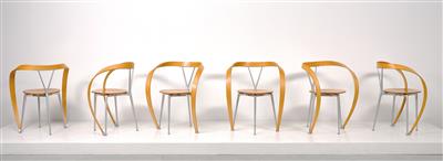 Satz von sechs Armlehnstühlen Mod. Revers, Entwurf Andrea Branzi - Design