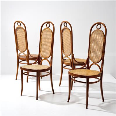 A Set of Four High Back Chairs Mod. No. 17, designed before 1885, manufactured by Thonet, - Design