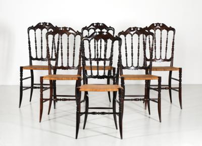 Satz von sechs Chaivari Stühlen nach einem Entwurf von Giuseppe Gaetano Descalzi, - Design