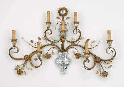 A large, floral wall lamp / wall applique, probably Maison Bagues, - Design