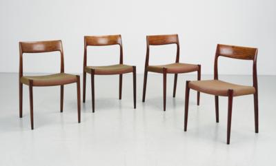 Satz von vier Stühlen Modell 77, Entwurf Niels O. Moller - Design