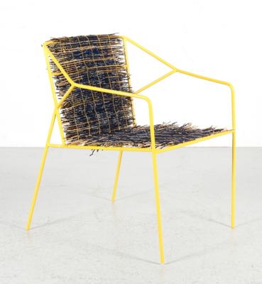 Unikat Armlehnstuhl "Yellow woven", Entwurf und Ausführung Nawaaz Saldulker - Design