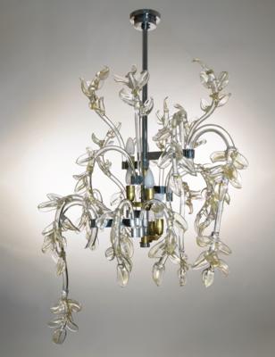 A floral chandelier in water lily shape with gold foil inclusions, - Design