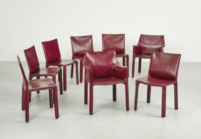 Satz von sechs "Cab"-Stühlen Mod. 412 und zwei "'Cab"Armlehnstühlen 413, Entwurf Mario Bellini - Design