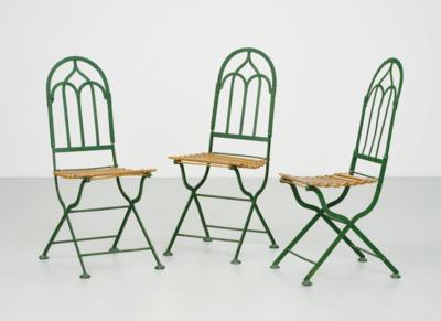 A set of three garden folding chairs, - Design