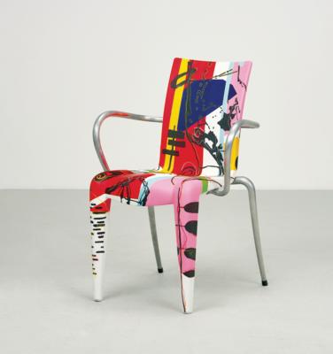 Unikat Armlehnstuhl Mod. Louis 20, Entwurf Philippe Starck um 1991 für Vitra, Dekorausführung von Adele und Tom *, - Design