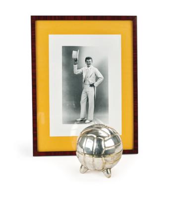 A cigarette dispenser in the form of a football & a photo of Herbert Prohaska & a book Football World Cup 1978; - Design