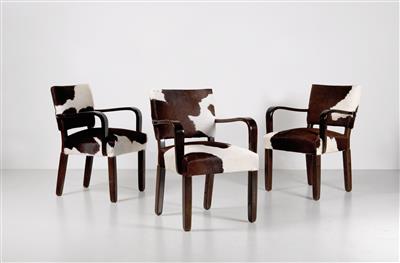 Gruppe aus vier Armstühlen und zwei Stühlen, Entwurf Otto Prutscher, - Design First