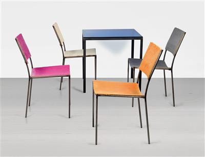 Vier Stühle ("Freiherr von Knigge-Sessel"), Entwurf Heimo Zobernig*  &  Franz West*, - Design First