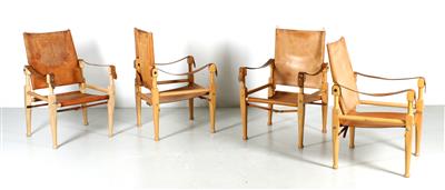 Vier Kolonial-Fauteuils / Safari-Stühle, - Interior Design