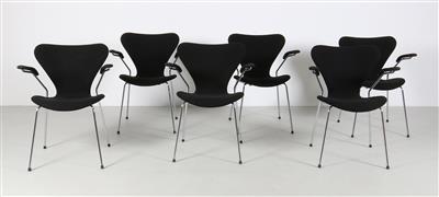 Satz von sechs Stapelstühlen Modell 3207, Entwurf Arne Jacobsen - Design