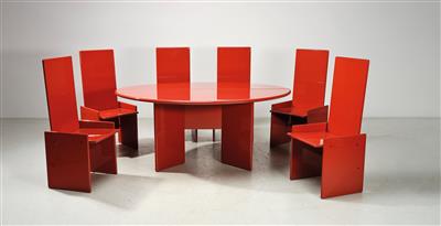 "Kazuki"-Gruppe aus Klapp-Esstisch und sechs Stühlen, Entwurf Kazuhide Takahama - Design