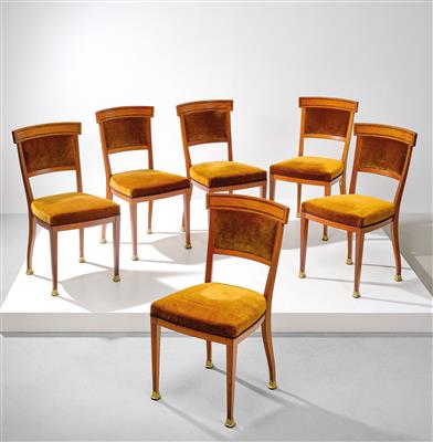 Satz von sechs Sesseln, Entwurf und Ausführung Fa. Portois  &  Fix, - Design