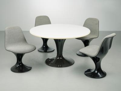 Essgruppe aus der Orbit Serie: Set bestehend aus vier Stühlen und einem Tisch, - Design