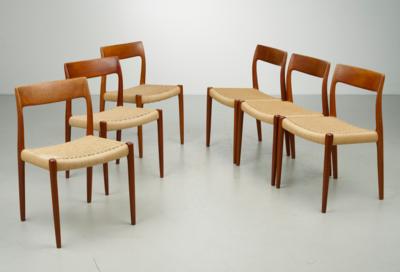 Satz von sechs Stühlen Modell 77, Entwurf Niels O. Moller - Design