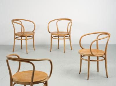 A set of four armchairs no. 6009 (so-called “Wiener Sessel”), designed by Gebrüder Thonet, - Design