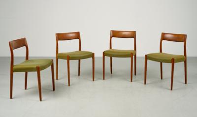 Satz von vier Stühlen Modell 77, Entwurf Niels O. Möller - Design