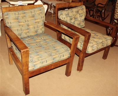 Paar Art Deco Armfeuteuils, - Furniture, carpets