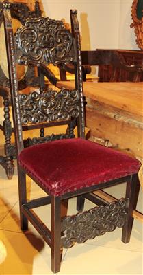 Paar Lehnstühle i. frühbarocker Art, - Möbel, Design und Teppiche