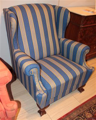 Patent-Ohrenbackenfauteuil, - Furniture, carpets