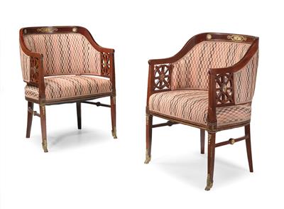 Paar neoklassizistischer Armsessel, - Möbel und Design