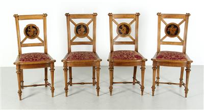 Satz von 4 Historismus Sesseln, - Möbel und Design