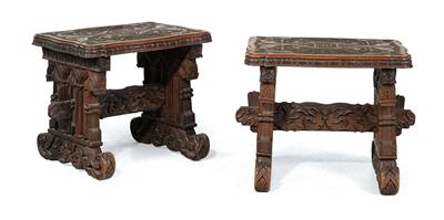 Paar Historismus-Hocker, - Furniture and Decorative Art