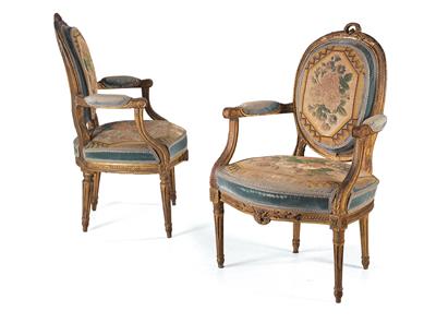 Paar kleiner Louis XVI - Armsessel, - Furniture and Decorative Art