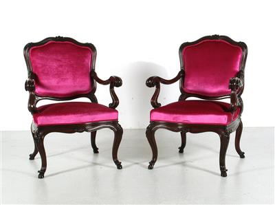 Paar Armsessel i. Barockstil, - Furniture and Decorative Art