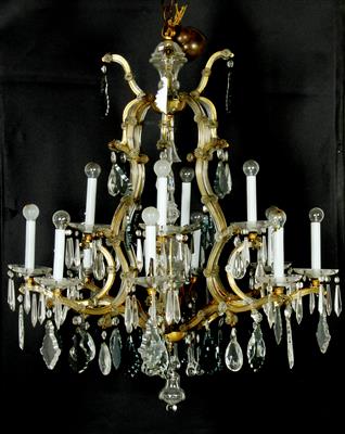 Glasluster in Kronenform, - Furniture and Decorative Art