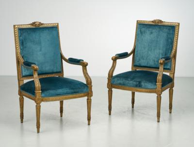 Paar Armlehnstühle im Louis XVI-Stil, - Mobili