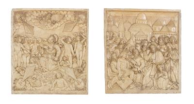 Zwei Reliefplatten eines Epitaphs, - Aus aristokratischem Besitz