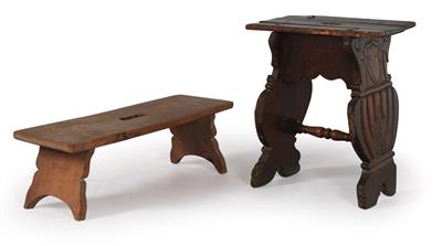 Small plank stool, - Castle Schwallenbach - Collection Reinhold Hofstätter (1927- 2013)