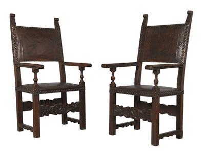 Pair of early baroque Armchairs, - Castle Schwallenbach - Collection Reinhold Hofstätter (1927- 2013)