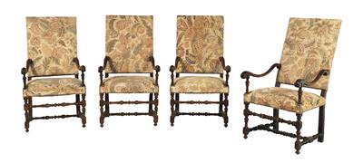 Set of 4 early Baroque Armchairs, - Castle Schwallenbach - Collection Reinhold Hofstätter (1927- 2013)
